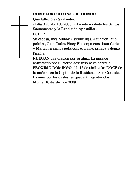 DON PEDRO ALONSO REDONDO