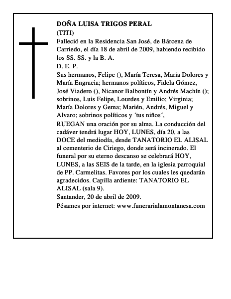 DOÑA LUISA TRIGOS PERAL