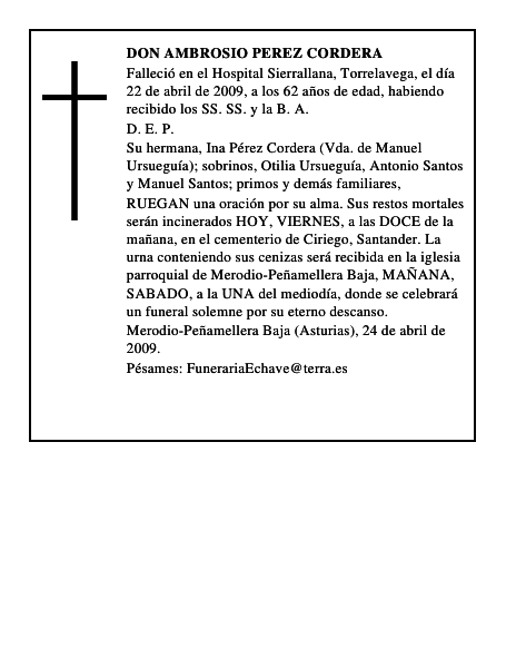 DON AMBROSIO PEREZ CORDERA