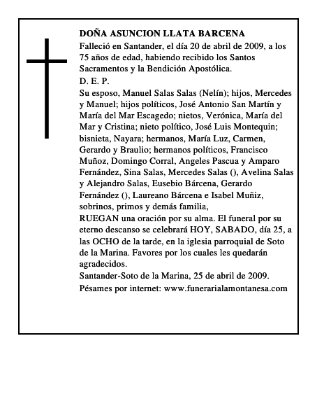 DOÑA ASUNCION LLATA BARCENA