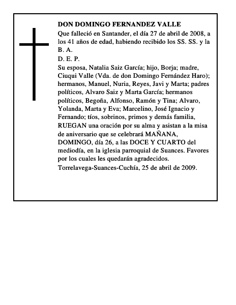 DON DOMINGO FERNANDEZ VALLE
