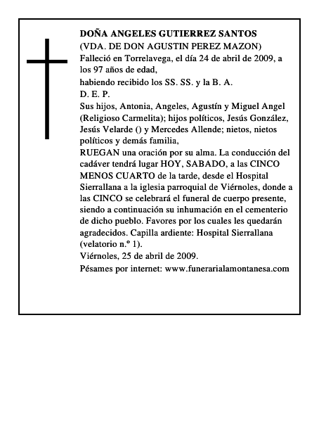 DOÑA ANGELES GUTIERREZ SANTOS