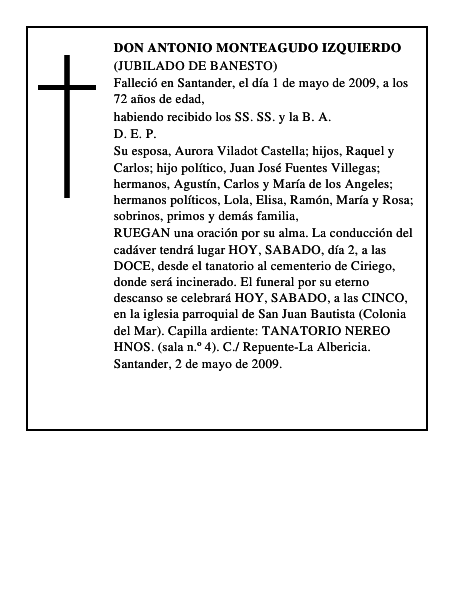 DON ANTONIO MONTEAGUDO IZQUIERDO