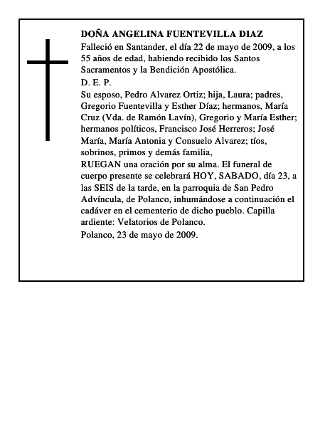 DOÑA ANGELINA FUENTEVILLA DIAZ