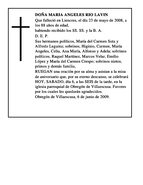 DOÑA MARIA ANGELES RIO LAVIN