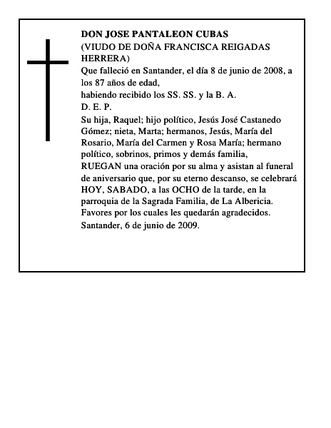DON JOSE PANTALEON CUBAS