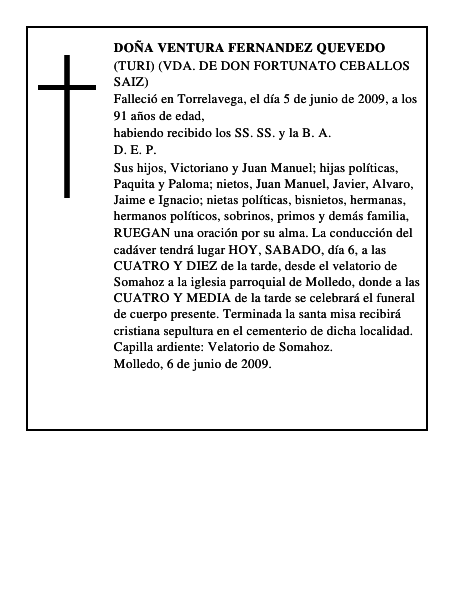 DOÑA VENTURA FERNANDEZ QUEVEDO