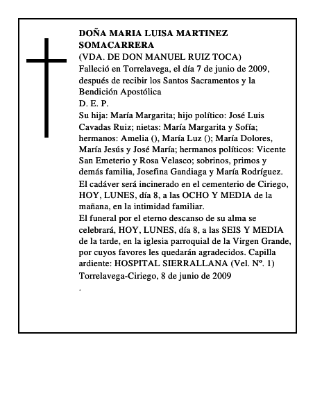 DOÑA MARIA LUISA MARTINEZ SOMACARRERA