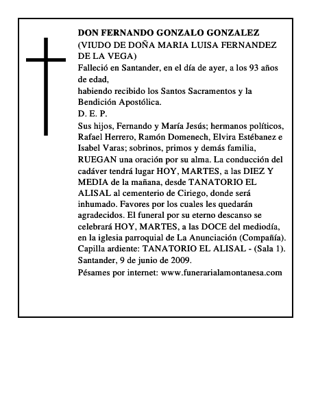 DON FERNANDO GONZALO GONZALEZ