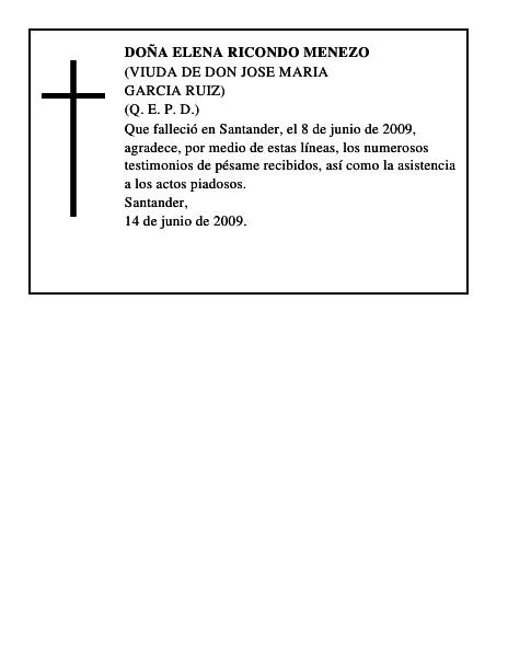 DOÑA ELENA RICONDO MENEZO