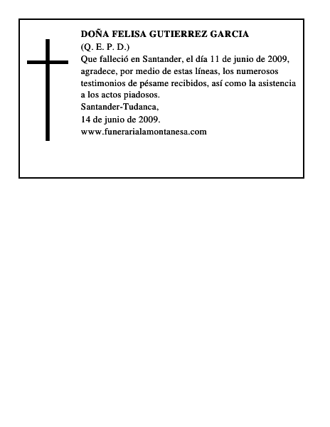 DOÑA FELISA GUTIERREZ GARCIA