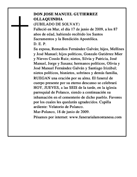 DON JOSE MANUEL GUTIERREZ OLLAQUINDIA