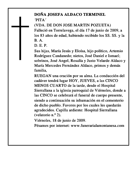 DOÑA JOSEFA ALDACO TERMINEL