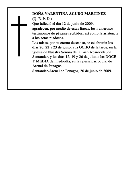 DOÑA VALENTINA AGUDO MARTINEZ