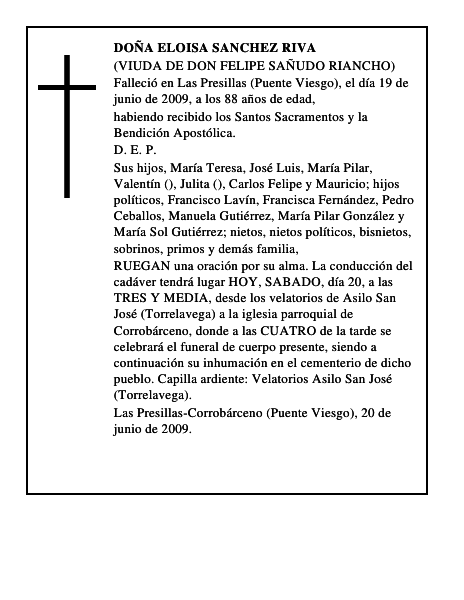 DOÑA ELOISA SANCHEZ RIVA