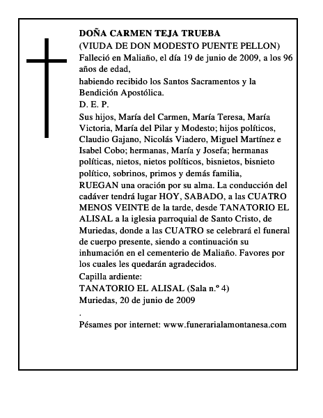 DOÑA CARMEN TEJA TRUEBA