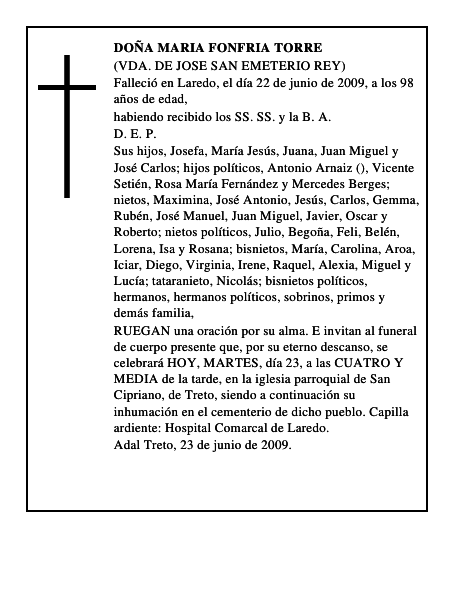 DOÑA MARIA FONFRIA TORRE