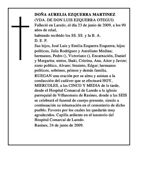DOÑA AURELIA EZQUERRA MARTINEZ