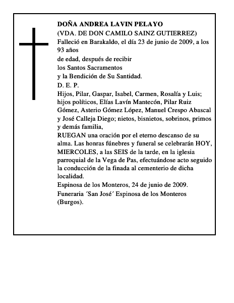 DOÑA ANDREA LAVIN PELAYO