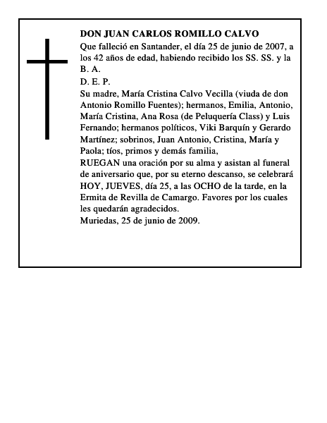 DON JUAN CARLOS ROMILLO CALVO