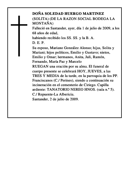 DOÑA SOLEDAD HUERGO MARTINEZ