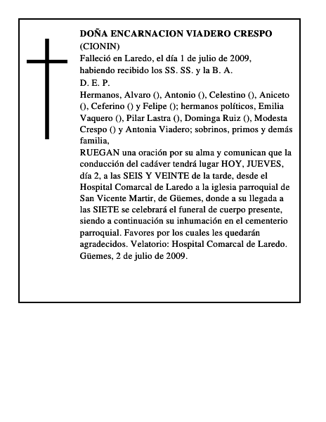 DOÑA ENCARNACION VIADERO CRESPO