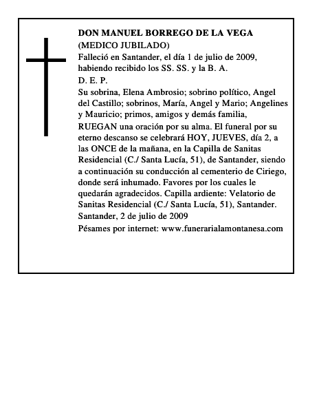 DON MANUEL BORREGO DE LA VEGA