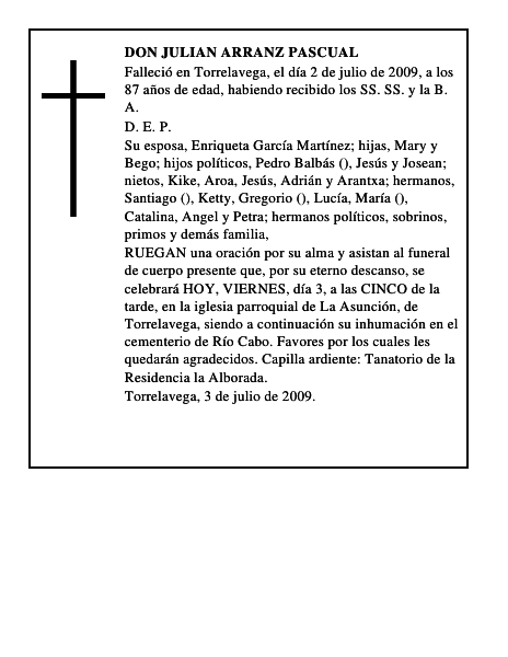 DON JULIAN ARRANZ PASCUAL