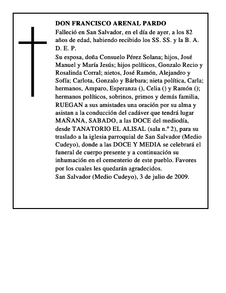 DON FRANCISCO ARENAL PARDO