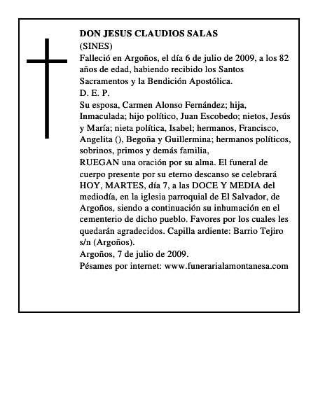DON JESUS CLAUDIOS SALAS