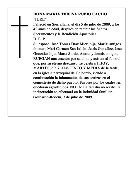 DOÑA MARIA TERESA RUBIO CACHO