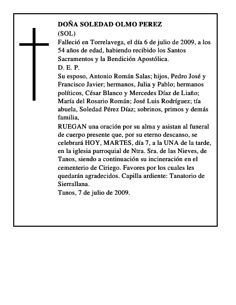 DOÑA SOLEDAD OLMO PEREZ