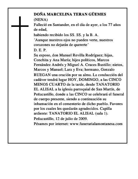 DOÑA MARCELINA TERAN GÜEMES