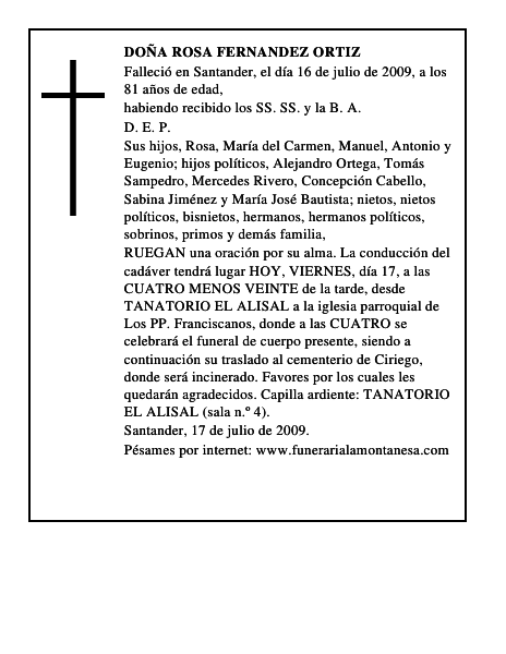 DOÑA ROSA FERNANDEZ ORTIZ