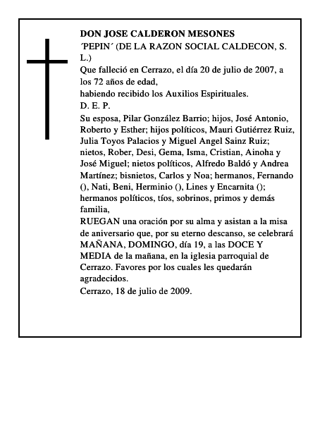DON JOSE CALDERON MESONES