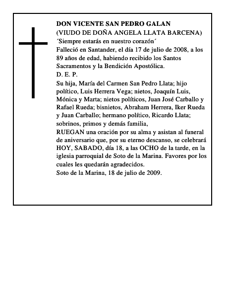 DON VICENTE SAN PEDRO GALAN