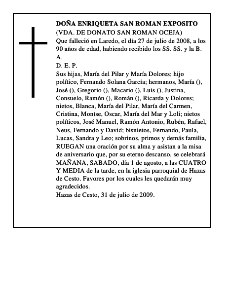 DOÑA ENRIQUETA SAN ROMAN EXPOSITO