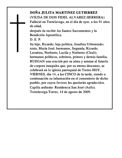 DOÑA JULITA MARTINEZ GUTIERREZ