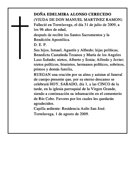 DOÑA EDELMIRA ALONSO CERECEDO