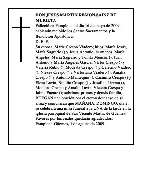 DON JESUS MARTIN REMON SAINZ DE MURIETA