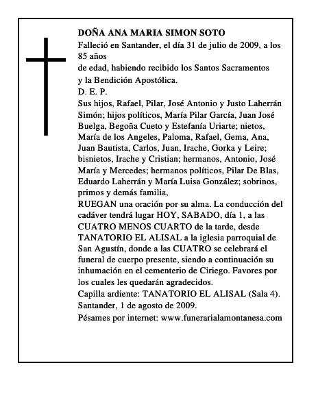 DOÑA ANA MARIA SIMON SOTO