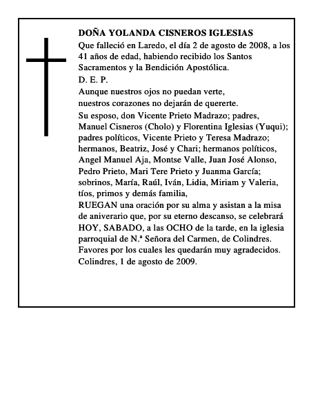 DOÑA YOLANDA CISNEROS IGLESIAS