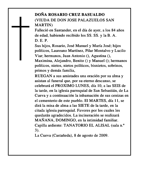 DOÑA ROSARIO CRUZ BASUALDO