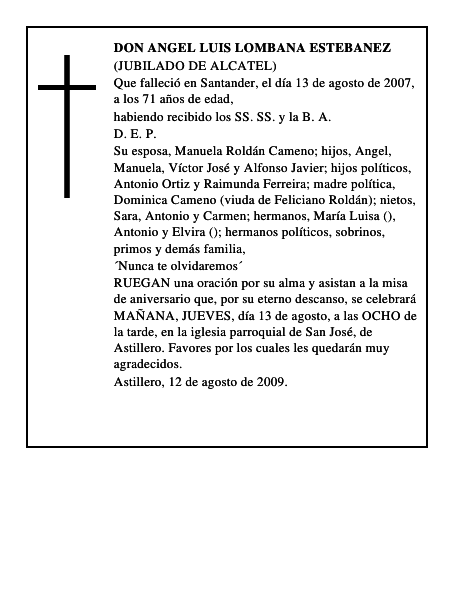DON ANGEL LUIS LOMBANA ESTEBANEZ
