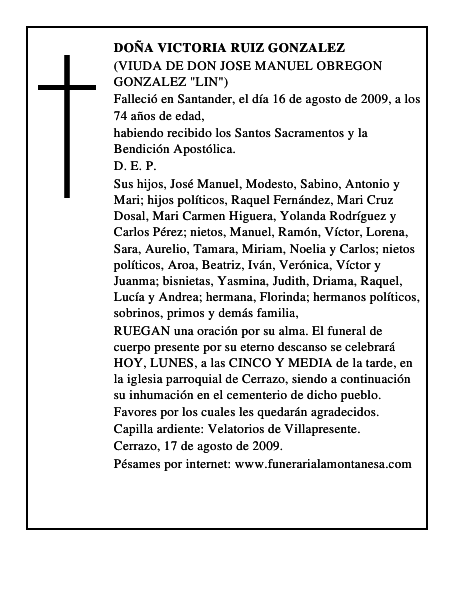 DOÑA VICTORIA RUIZ GONZALEZ