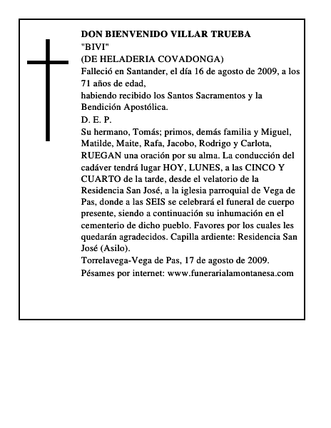 DON BIENVENIDO VILLAR TRUEBA