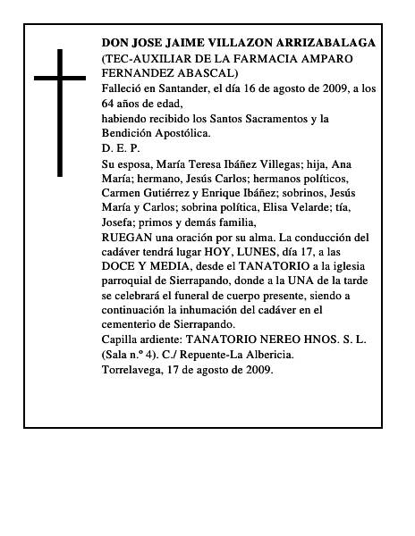 DON JOSE JAIME VILLAZON ARRIZABALAGA