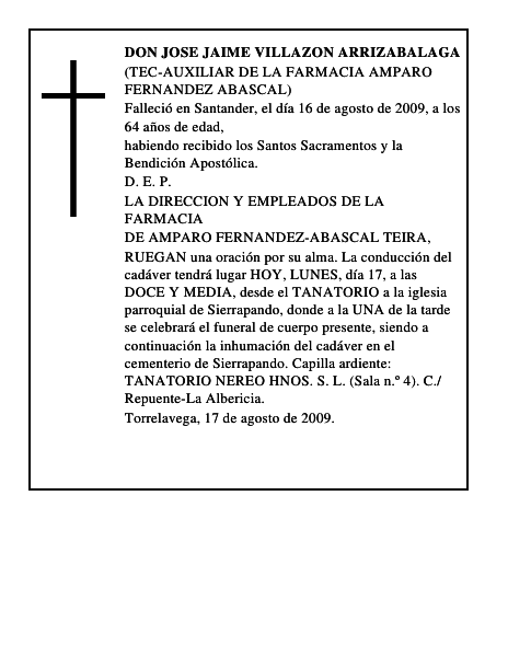 DON JOSE JAIME VILLAZON ARRIZABALAGA