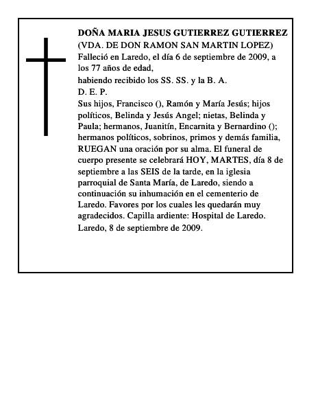 DOÑA MARIA JESUS GUTIERREZ GUTIERREZ