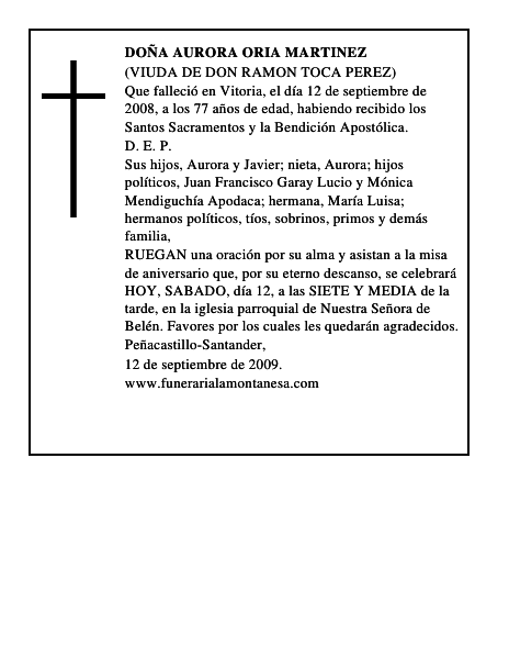 DOÑA AURORA ORIA MARTINEZ